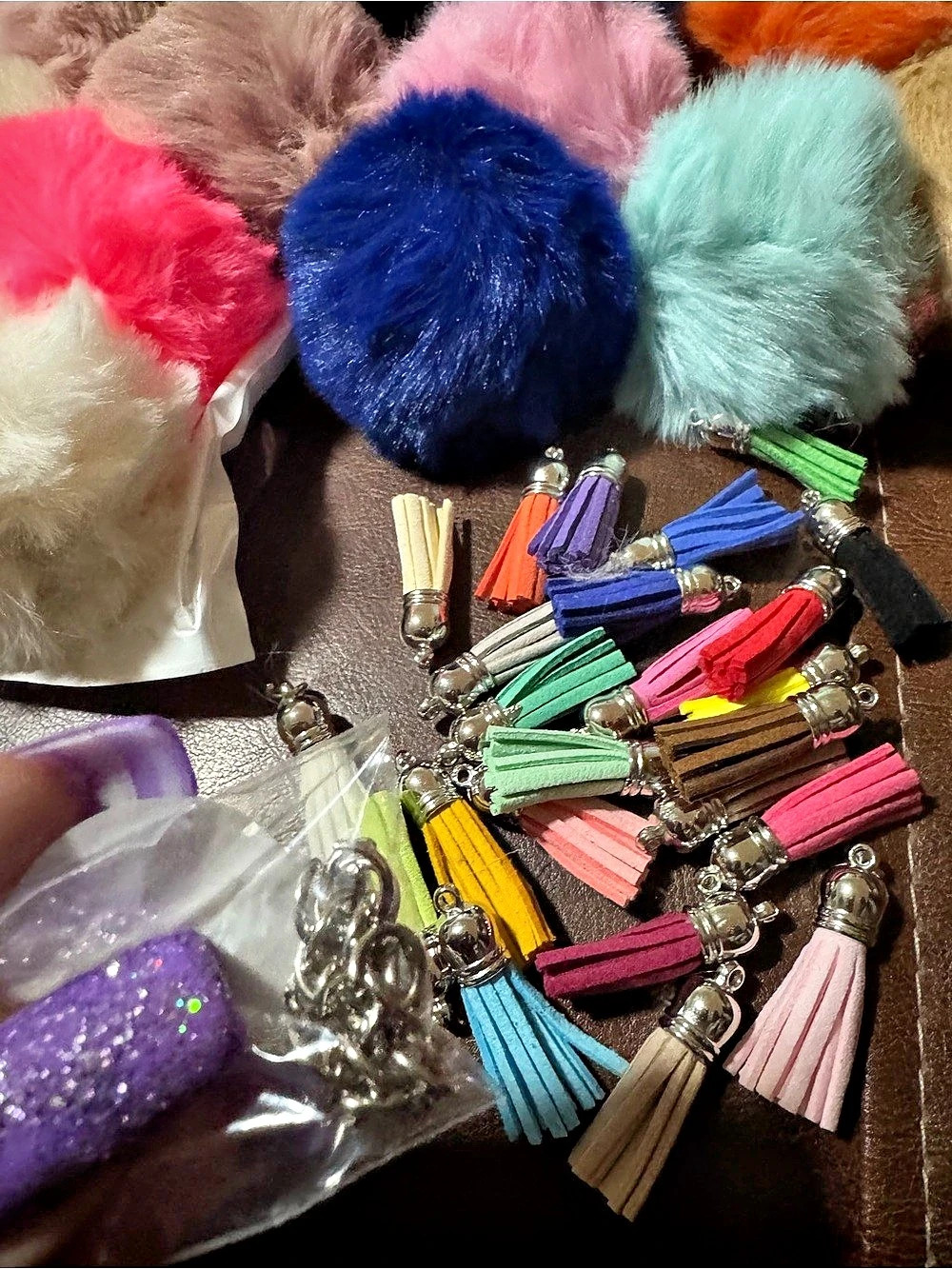Multicolor Pom-Pom & Tassel Charms craft project 24 piece bundle - Picture 3 of 8